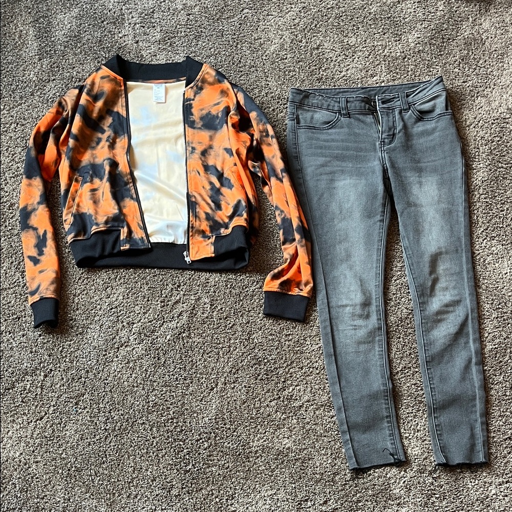 Balera Orange and Black Tie-Dye Jacket